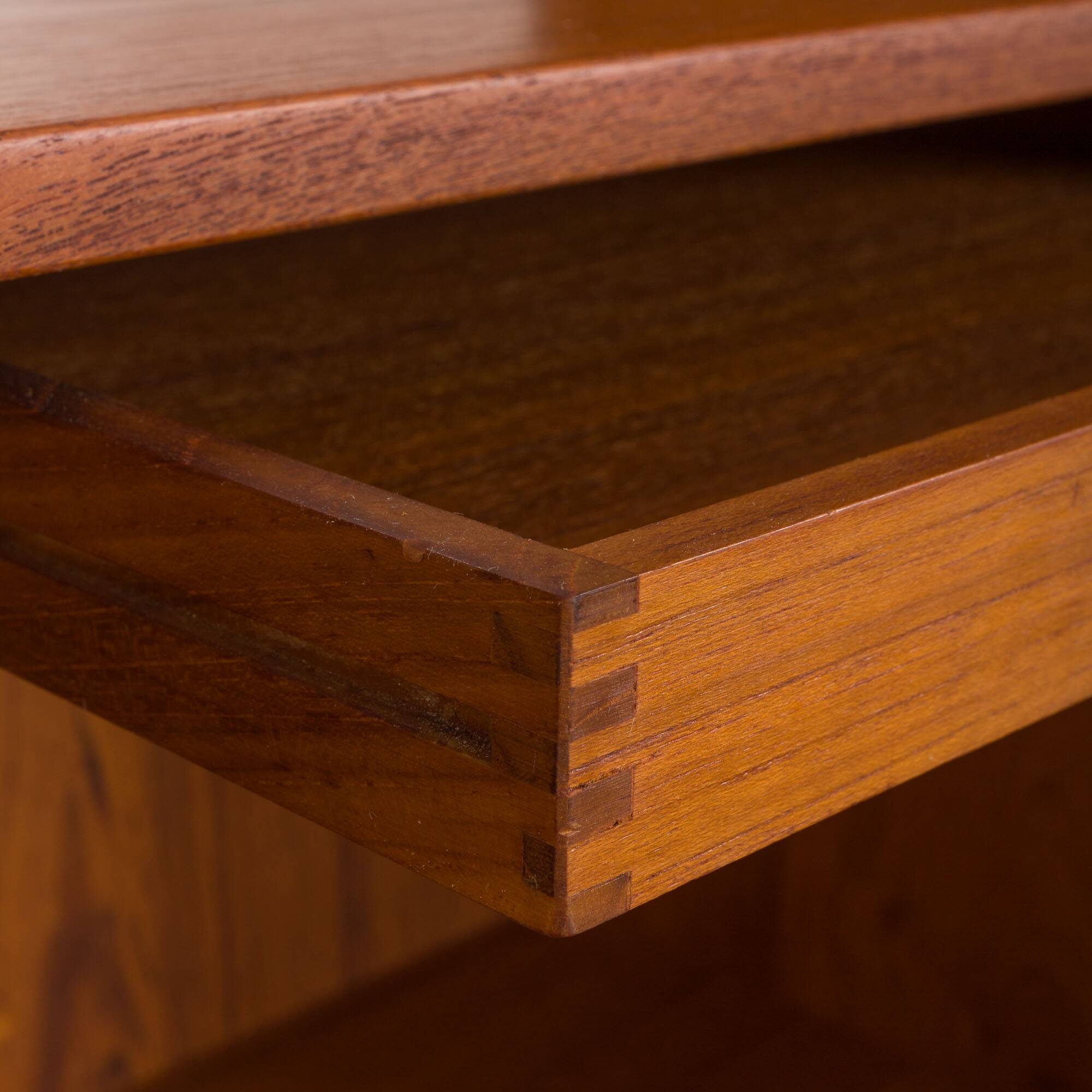 Three-compartment teak wall cabinet by Kai Kristiansen for FM Mobler, Denmark, 1960s
