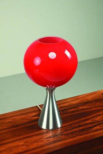 Grande lampe de table de l'ère spatiale avec abat-jour en verre d'Erco