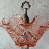 Fruit petits-fours set with two old pink corolla bowls, 19th century frame