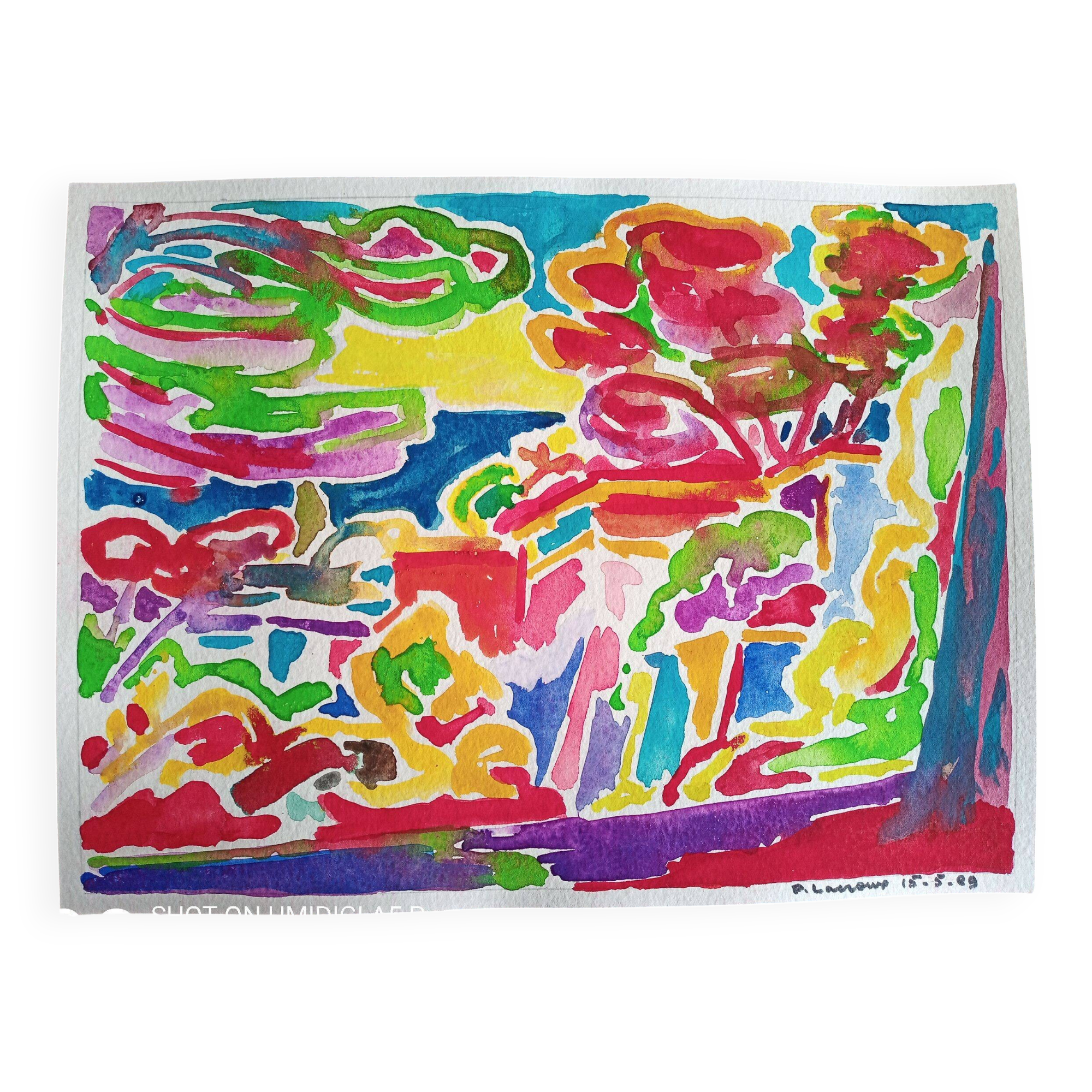 Gouache on paper from 1989, Pierre Lacroux (1909-1993)