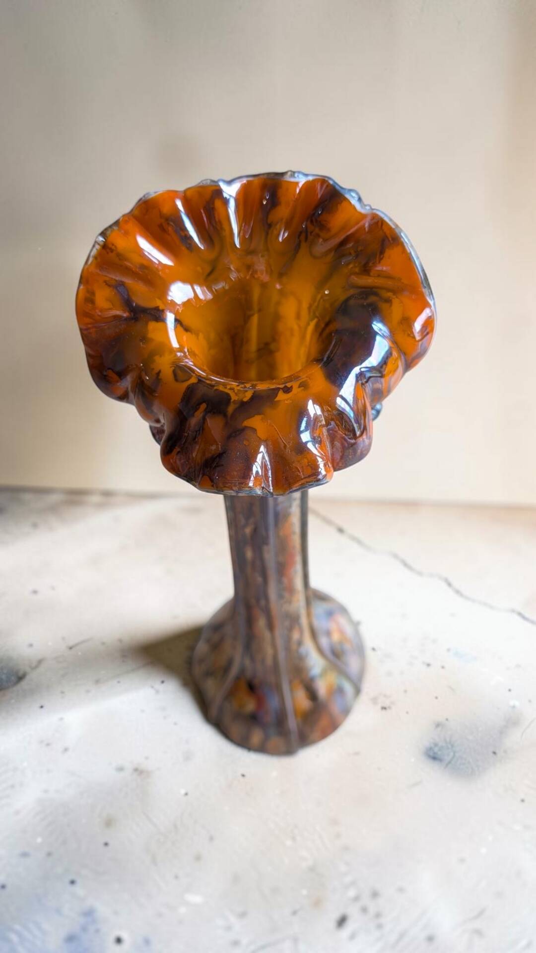 Artistic vase signed M. Venys – vintage marbled glass – 31 cm
