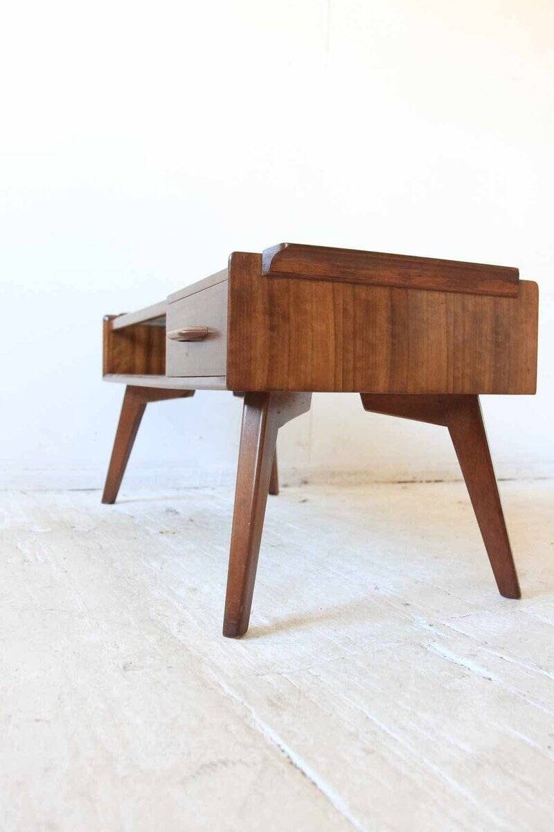 Table basse vintage G-Plan en teck marron années 1950, design mid-century, tiroir intégré