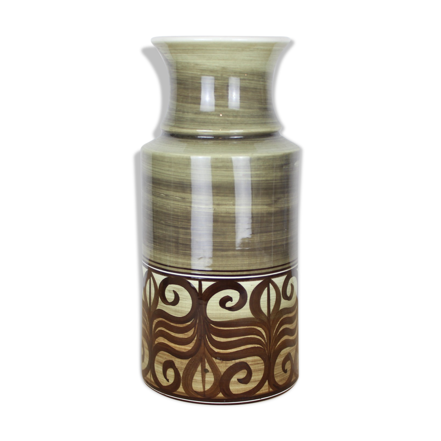 Green ceramic vase, frieze décor