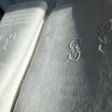 12 antique damask monogrammed napkins, 19th century