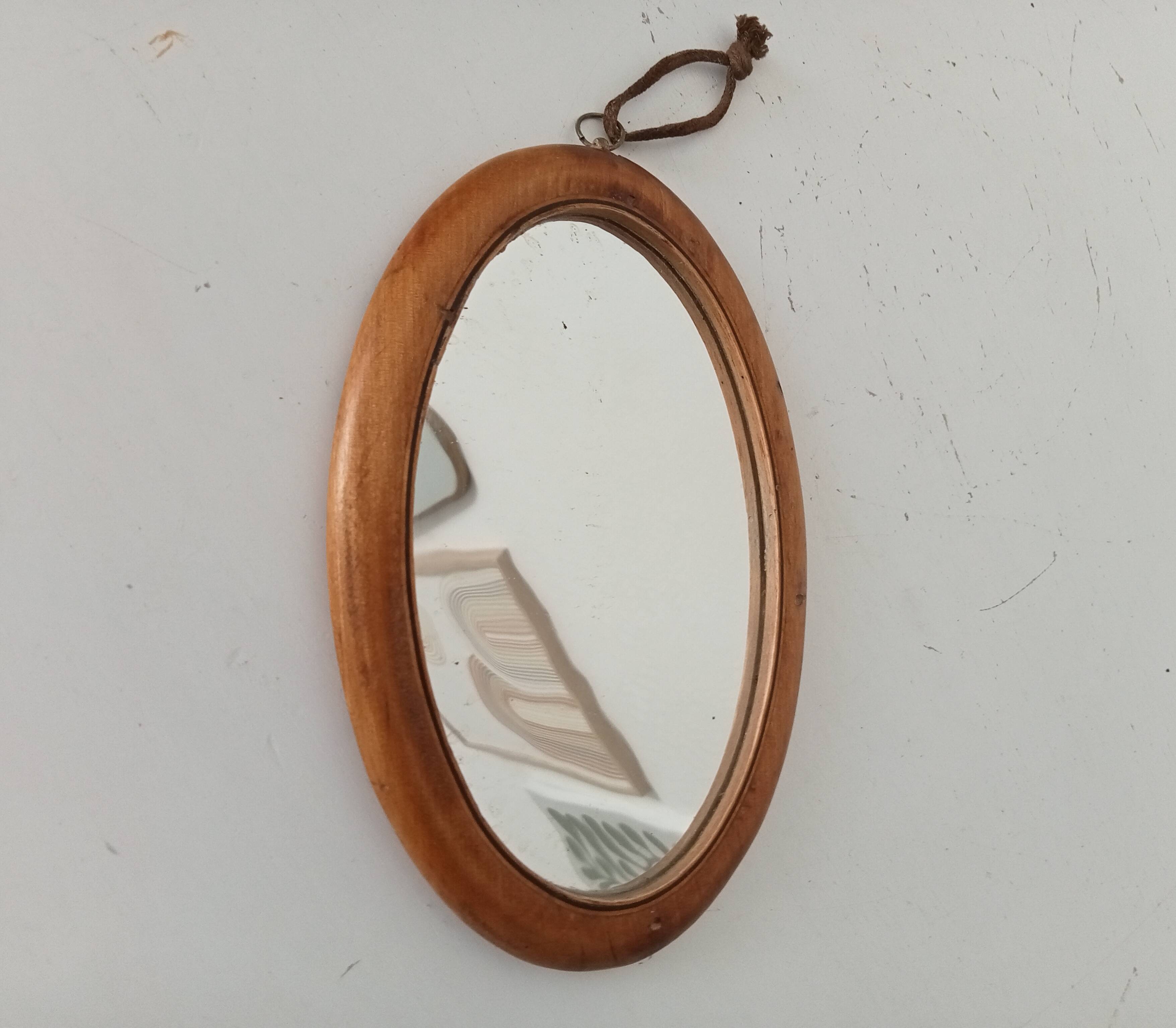 Mini antique walnut mirror from the 19th century.