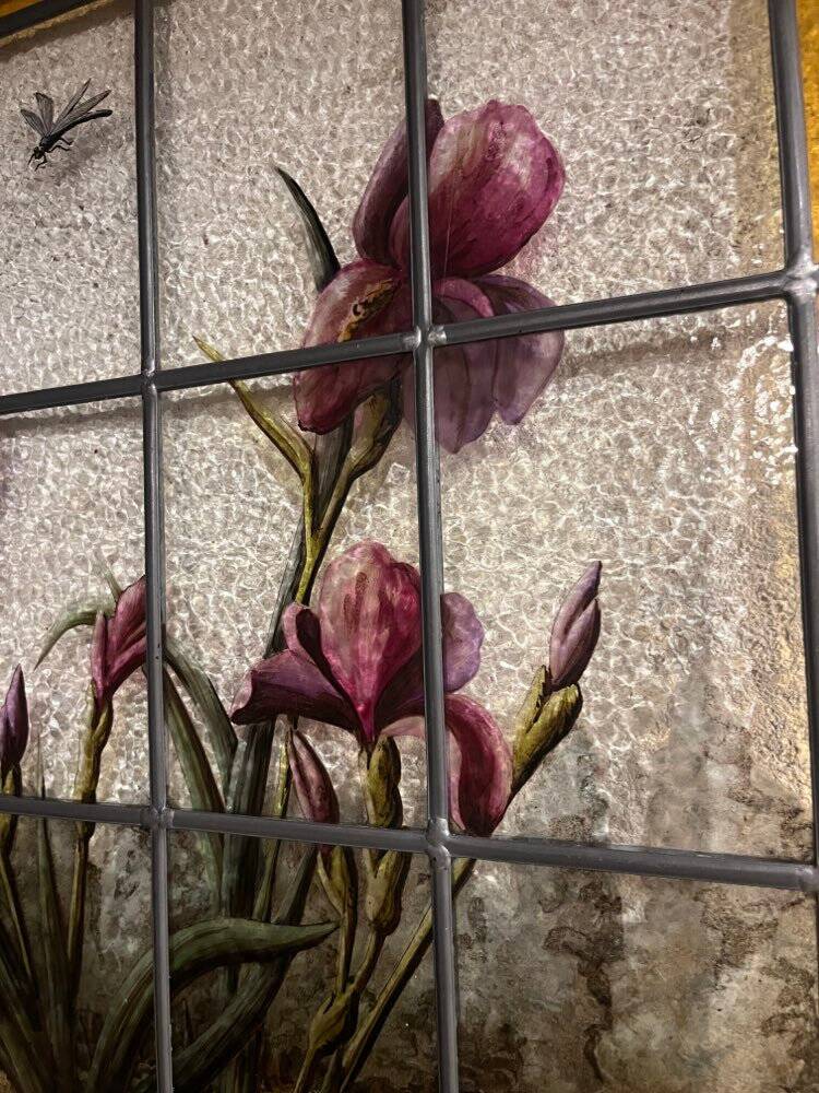 Stained glass "vegetation with irises"