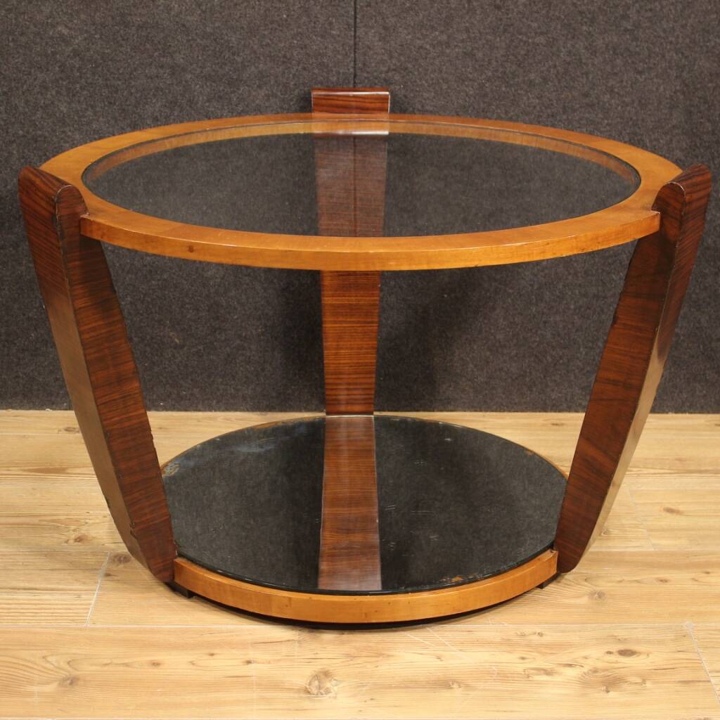 Table basse italienne en bois et verre, années 60