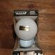 Wall lamp globe blown glass support white speckled blue Tissot vintage