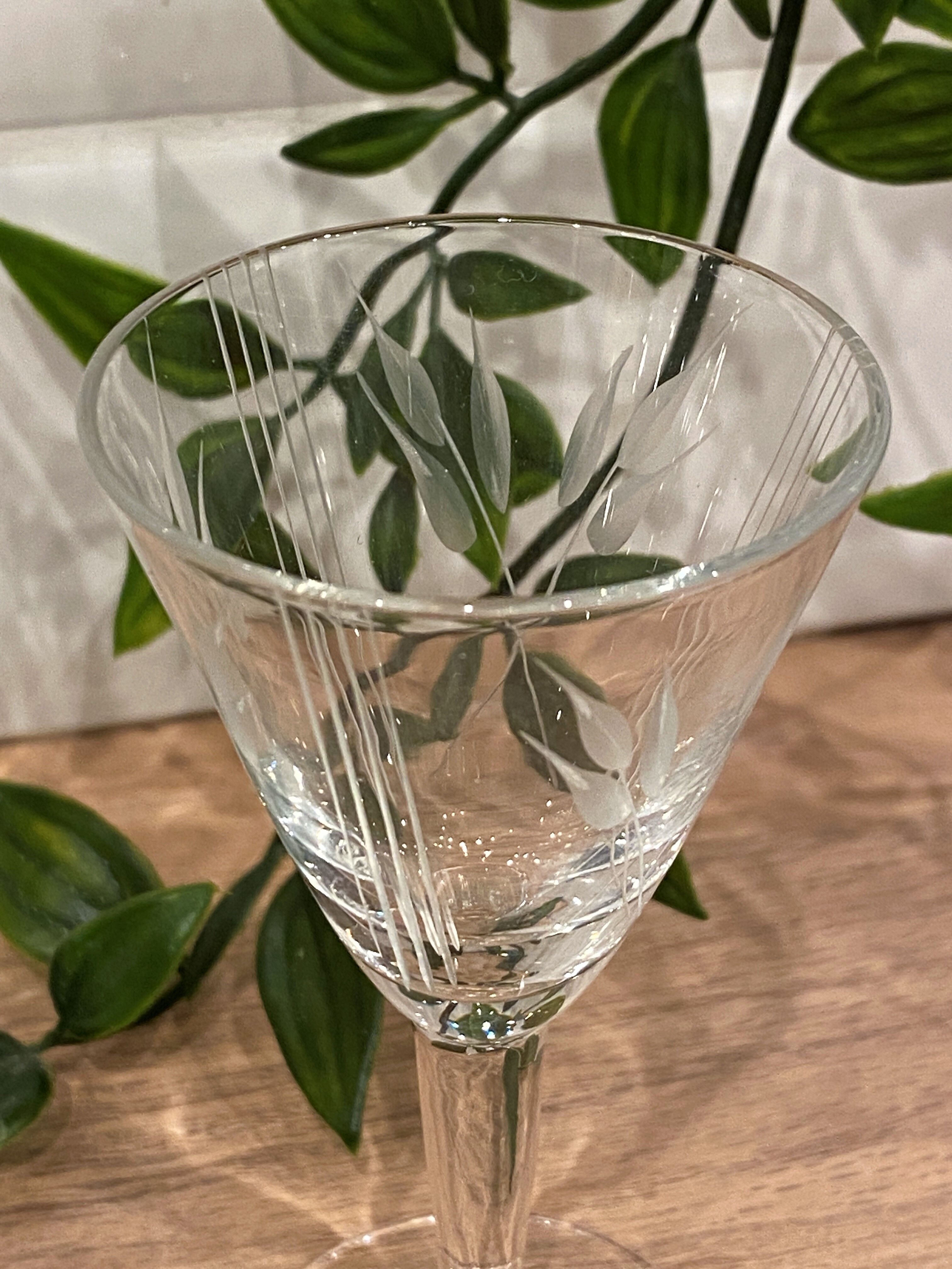 Set of 6 engraved glass liquor glasses