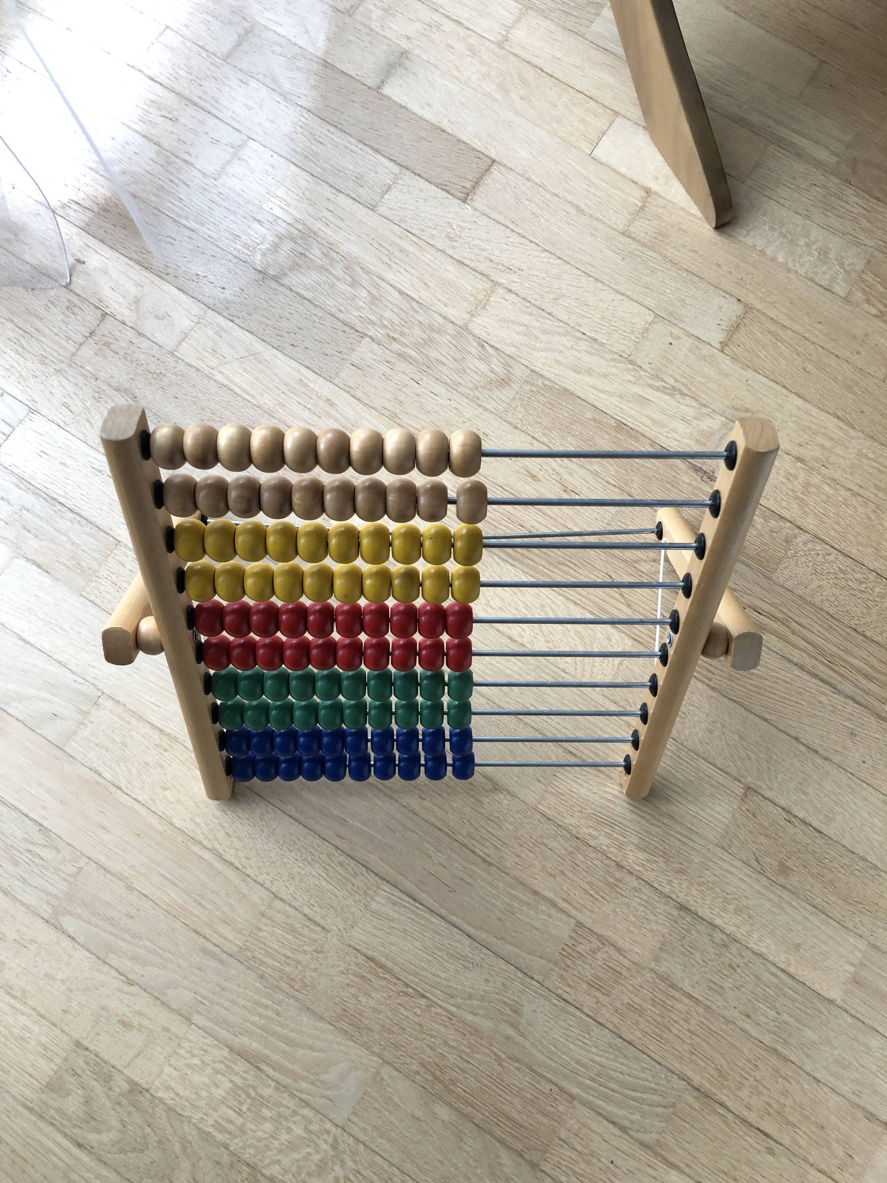 Vintage abacus in wood and primary colors