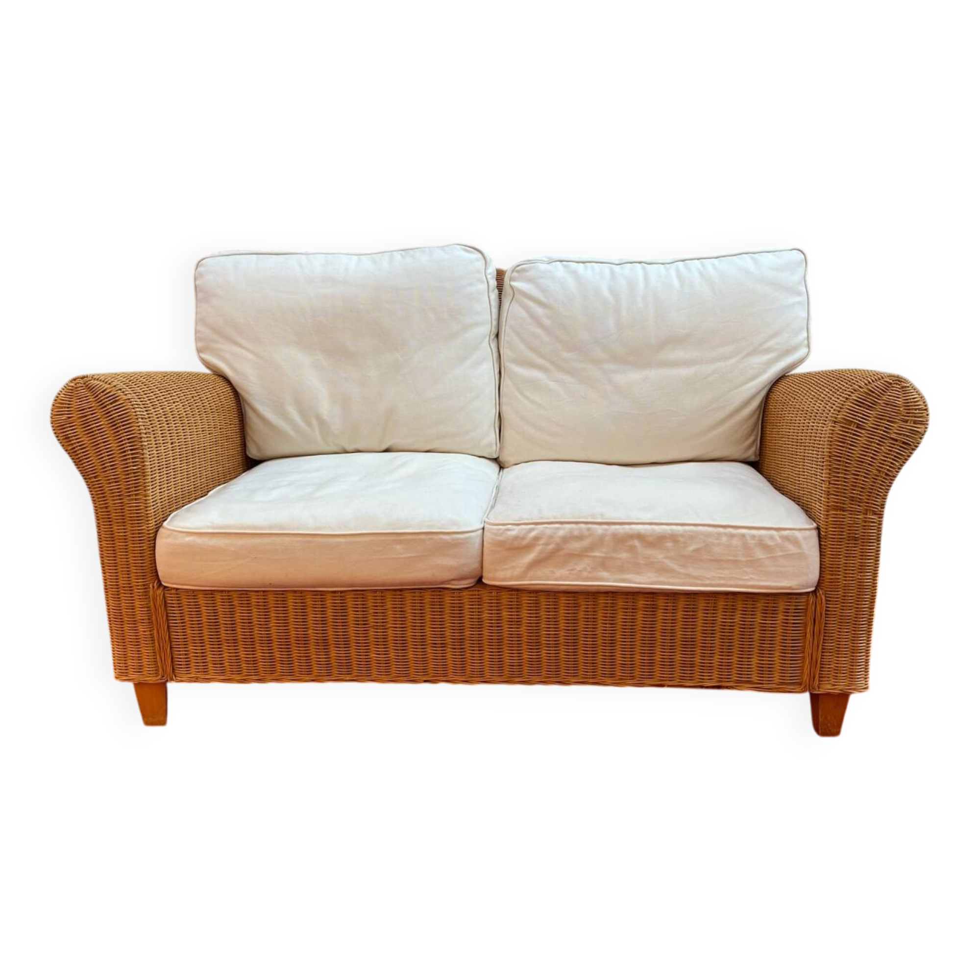 Antique 2-seater rattan sofa from the 70s