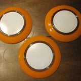 Small vintage orange and white Duralex plates