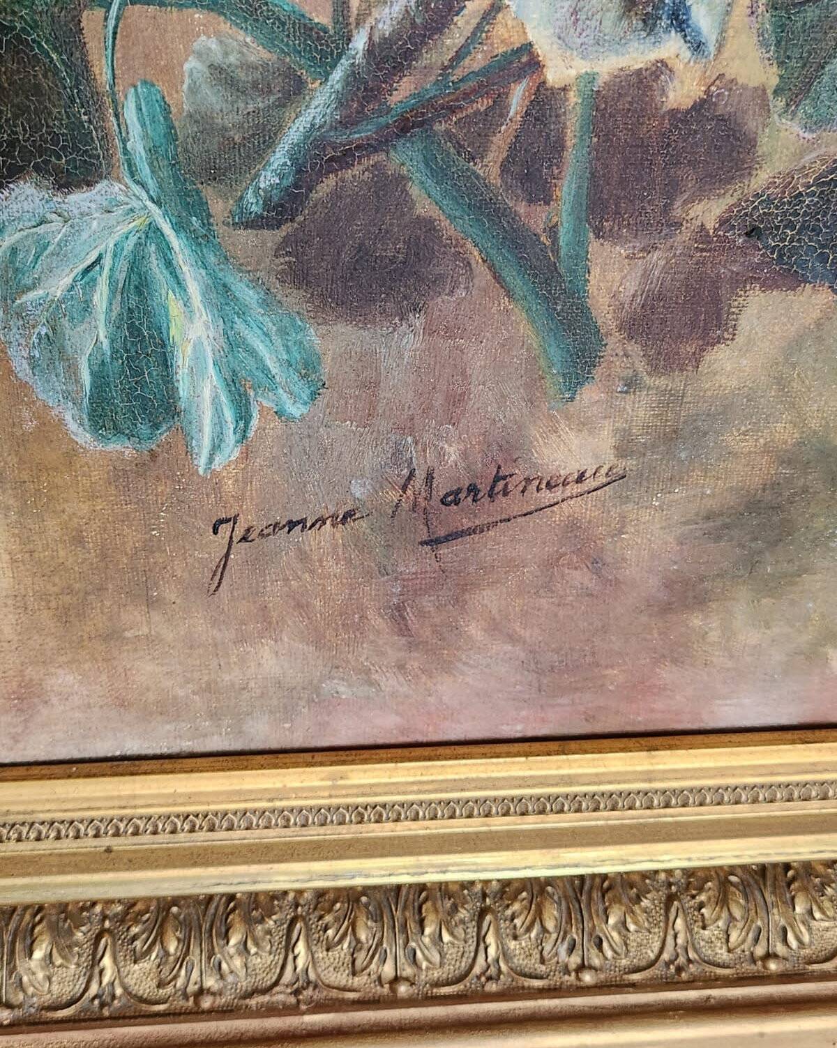 Peinture à l'huile composition floral XIXe