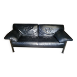 Pierluigi Cerri sofa model Pause signed Poltrona Frau in Black leather Design