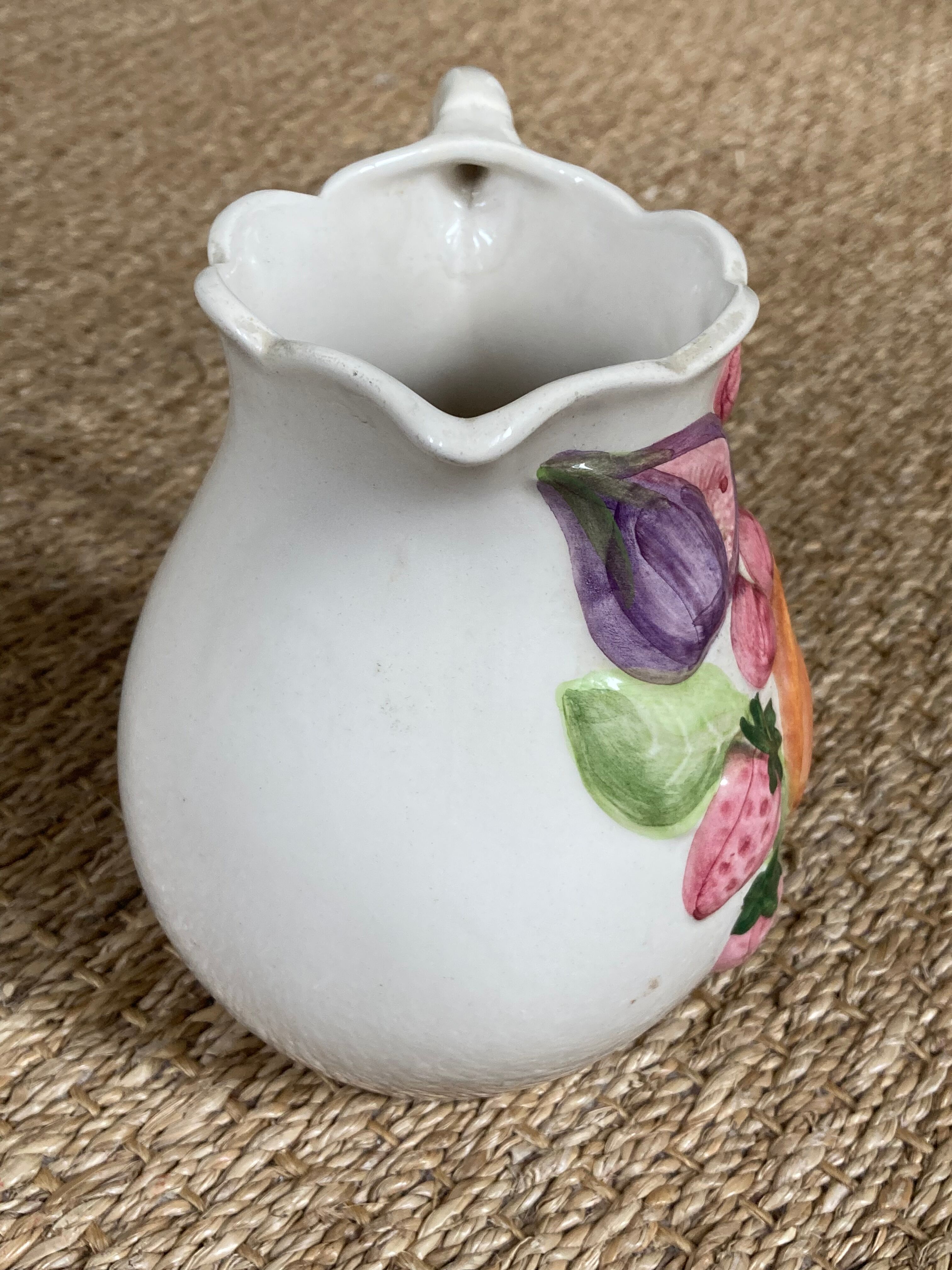 Gerber fruit slip pitcher, vintage ceramics