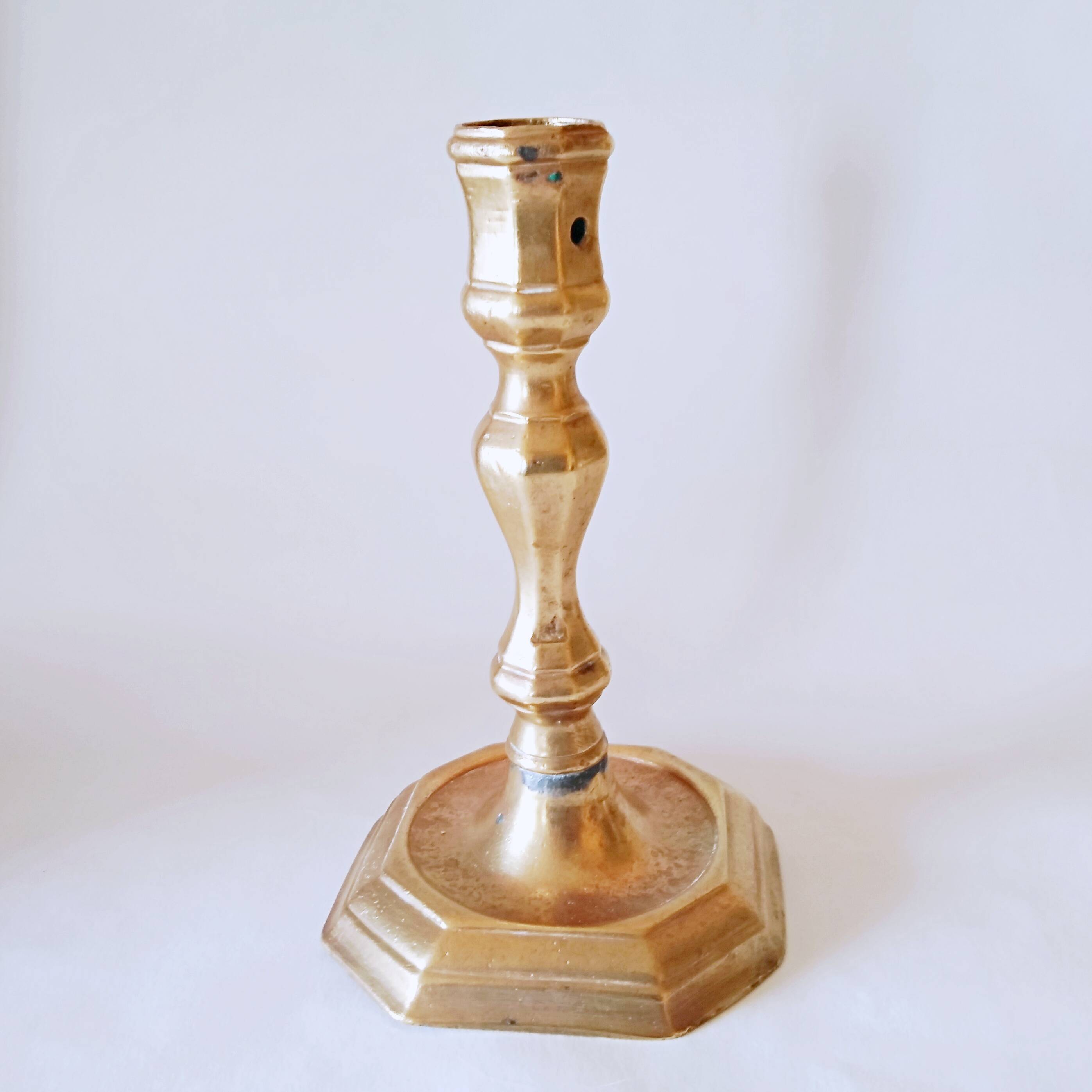 Gilt bronze candlestick with pierced bin 17th century