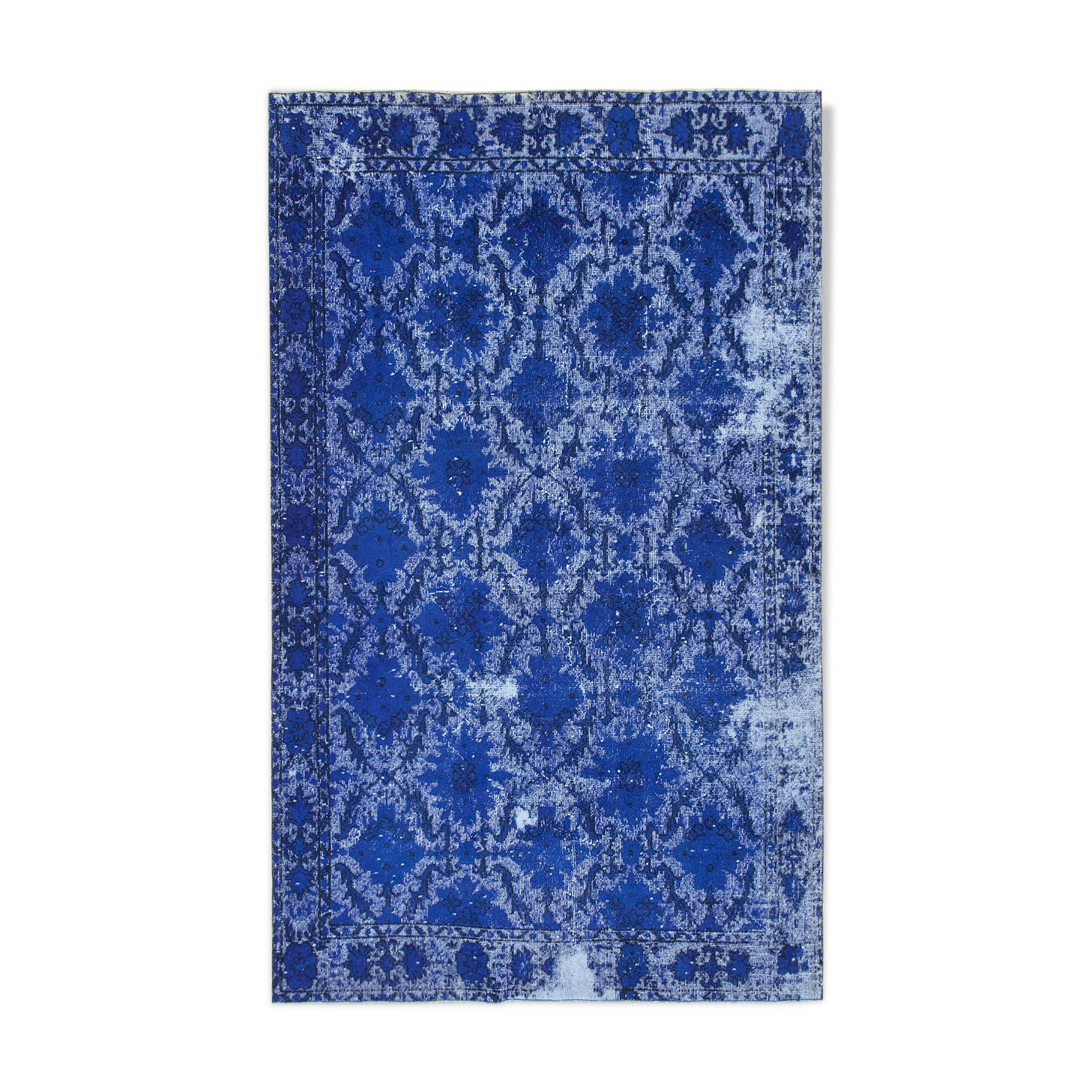 Handmade rustic anatolian 1970s 173 cm x 281 cm blue rug