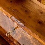 Elegant pair of Biedermeier style walnut commodes, Germany, French polish.