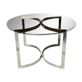 Round dining table 120 cm glass and chrome steel 70