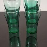 5 old vintage emerald green glasses