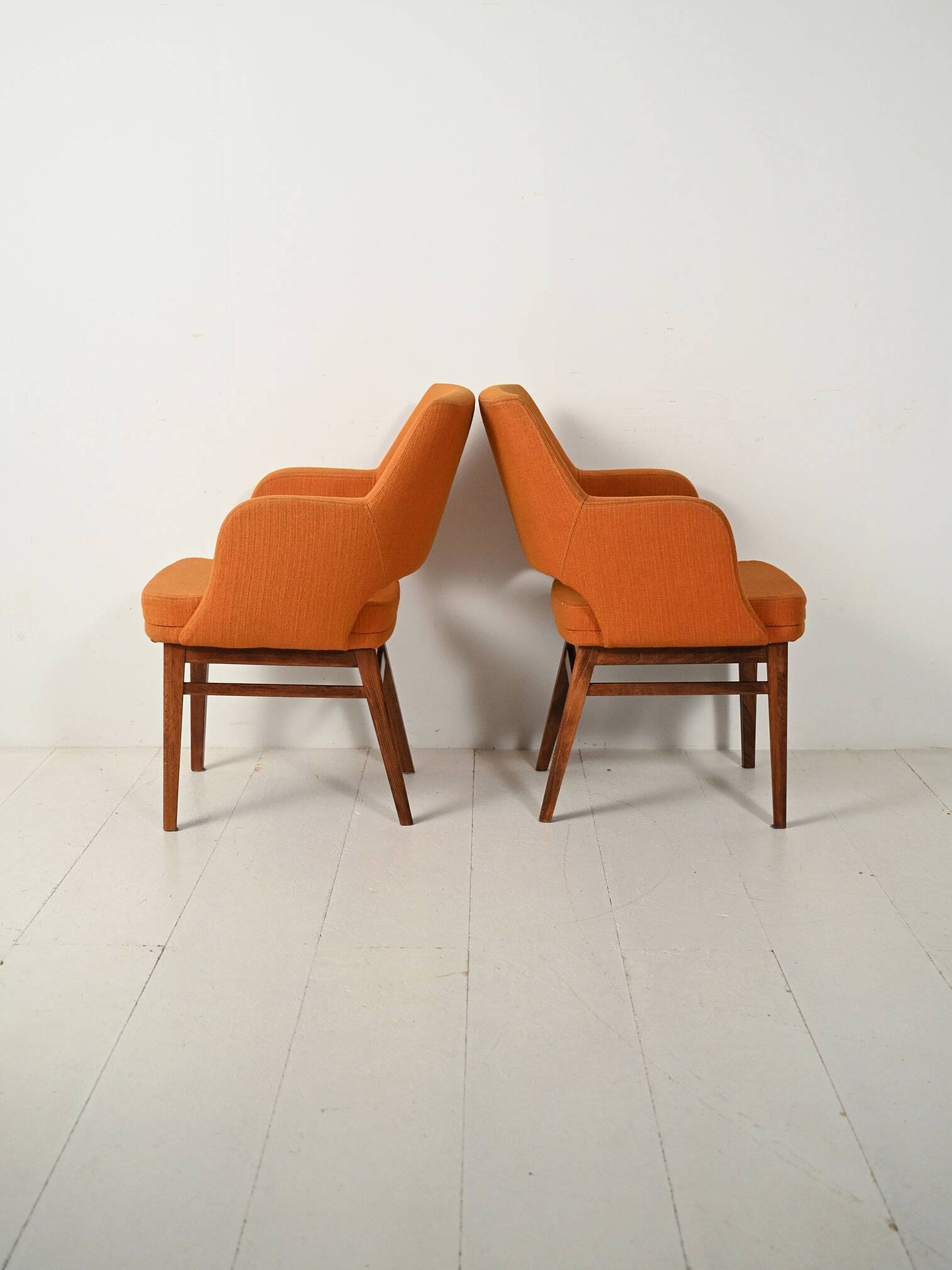 Pair of orange Oslosund armchairs by Kinnarps, 1950s