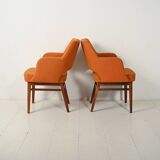 Pair of orange Oslosund armchairs by Kinnarps, 1950s