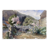 Tableau aquarelle maurice thevenin (1895-1967) val suzon (21) le pont
