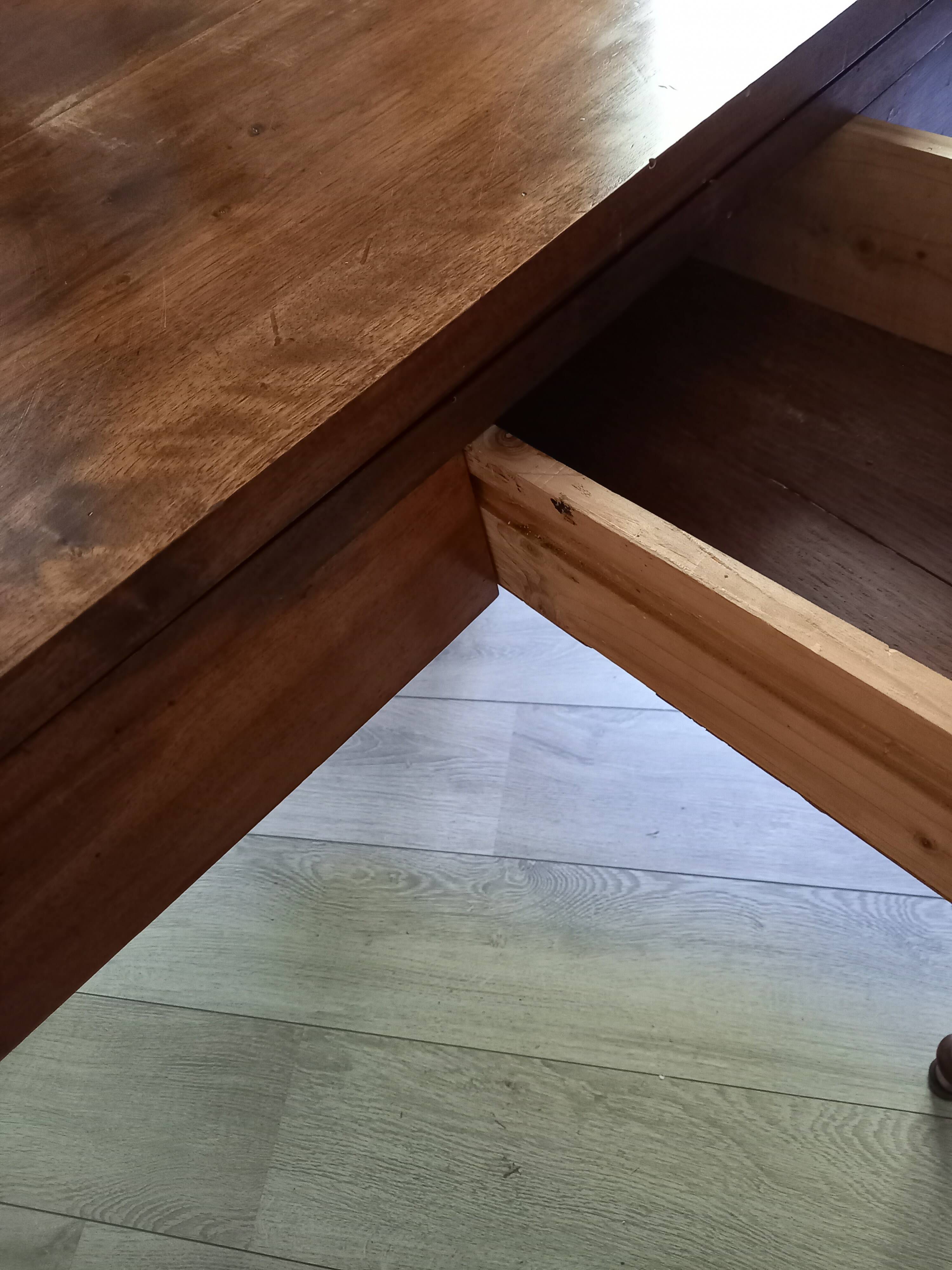 Antique half-moon walnut round table