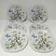 Six flat plates Alcée model porcelain Bernardaud Limoges floral decoration