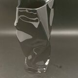 Black tinted glass vase with crumpled effect
