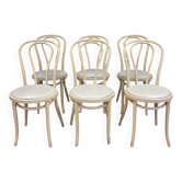 Set of 6 Thonet type bistro chairs light curved wood & Skaï GO IN Germany
