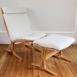 Vintage Scandinavian lounge chair and ottoman Relling model Siesta 1960