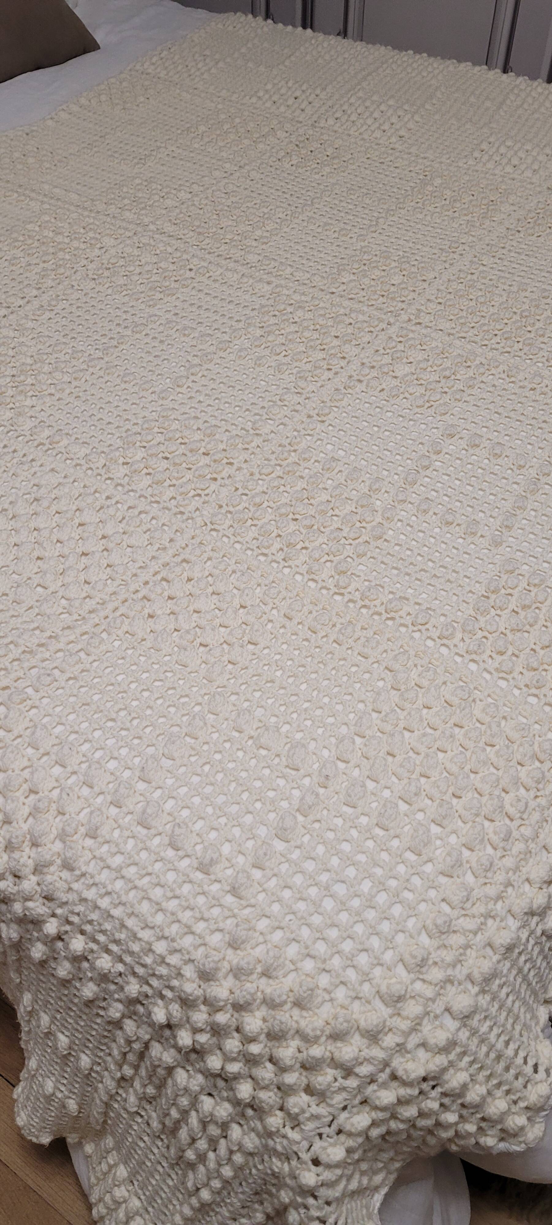 Antique crochet bed cover, 210x120cm, handmade
