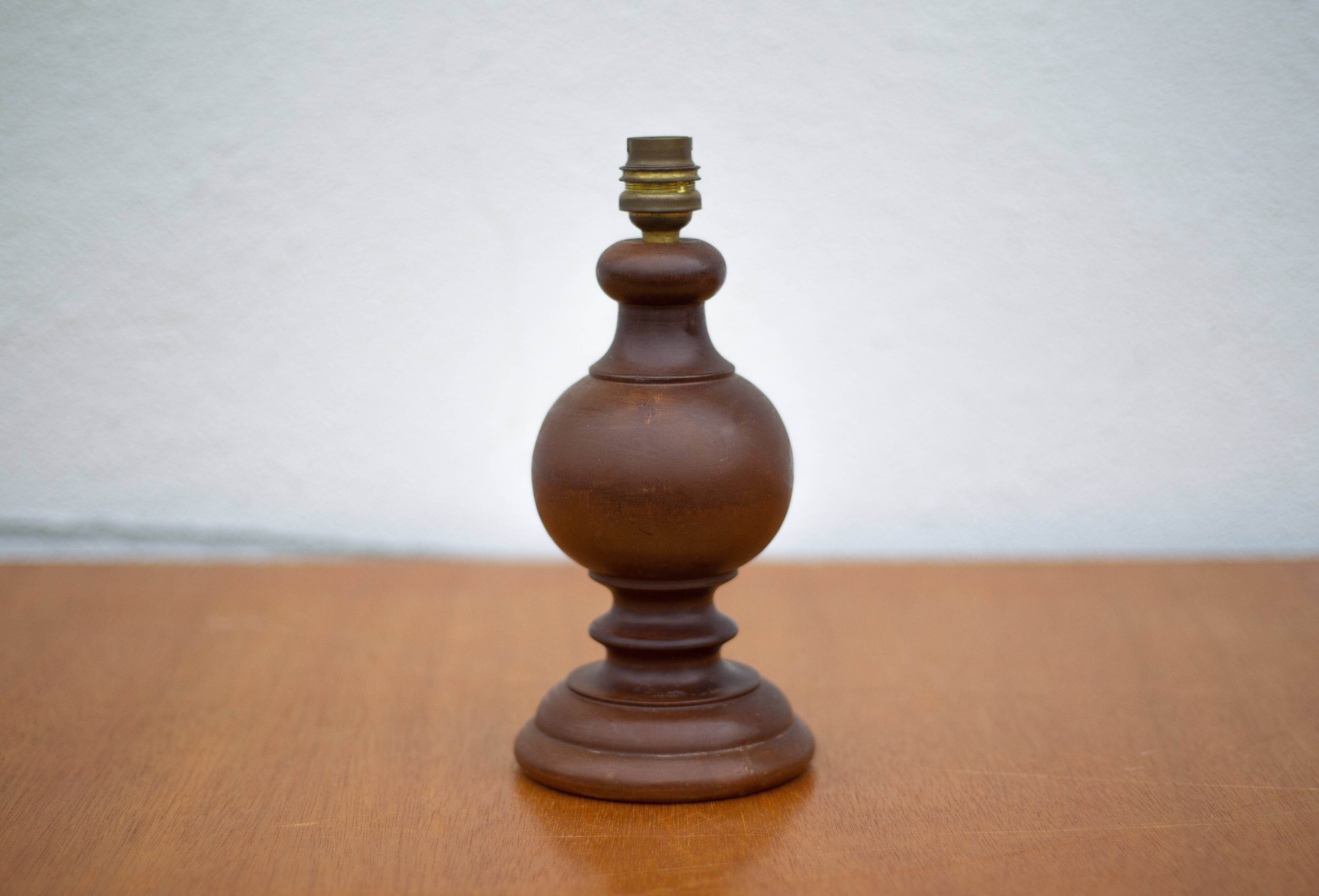 lampe bois, pied de lampe bois vintage