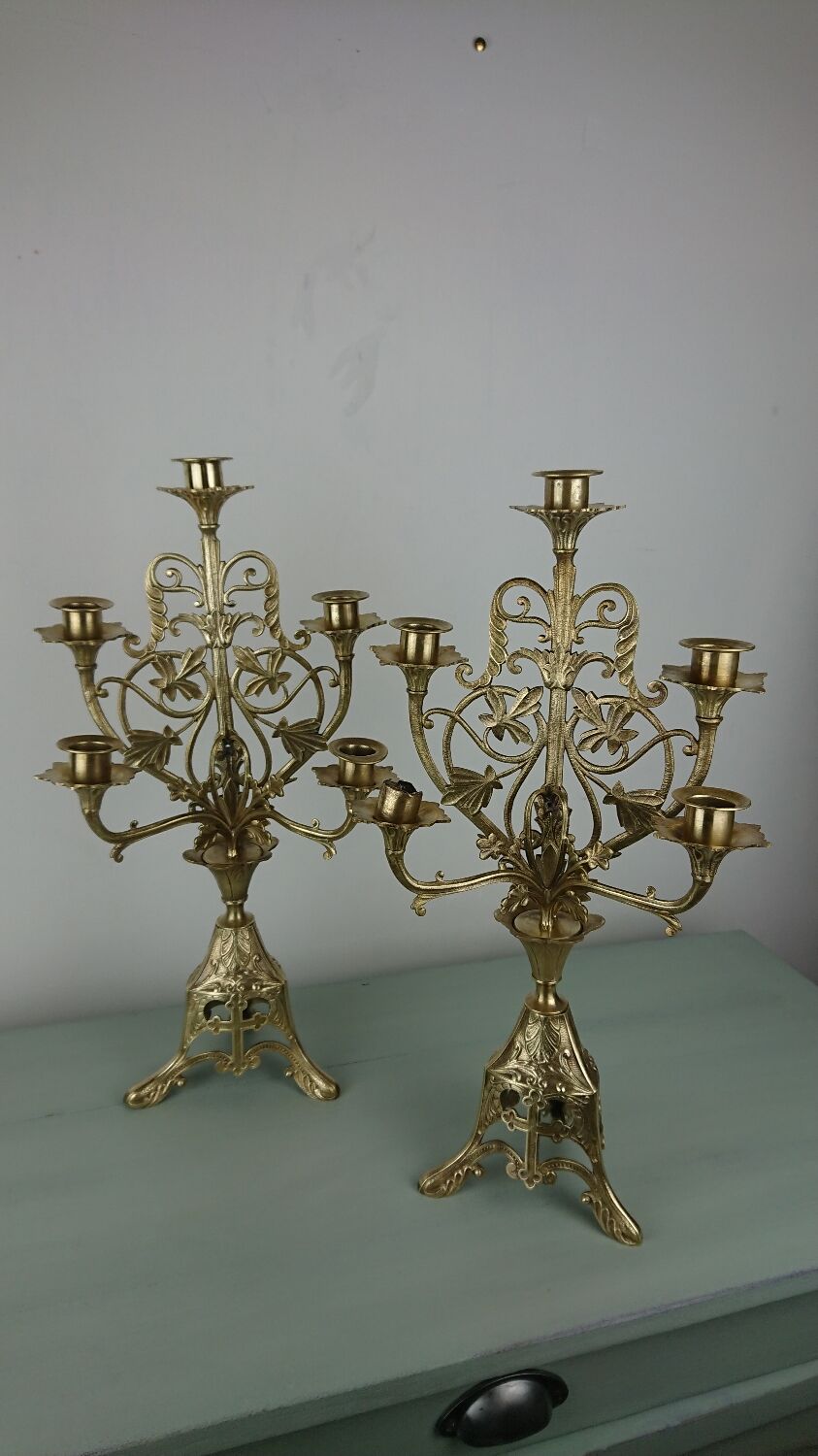 Brass altar candlesticks