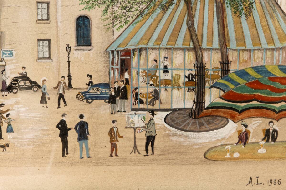 Drawing, Place du Tertre, Montmartre, naive art