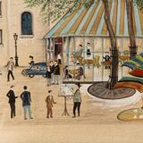 Drawing, Place du Tertre, Montmartre, naive art