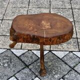 Vintage brutalist side table in solid wood 1960