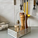 White perforated metal table basket