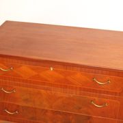 Vintage chest of drawers 3 drawers double handles and brass feet 1960s suede