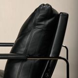 Preben Fabricius Black Leather Lounge Chairs Model 710, Walter Knoll