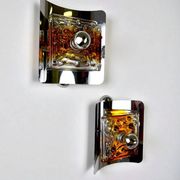 Pair of orange Murano Mazzega wall sconces, Italy, 1970s