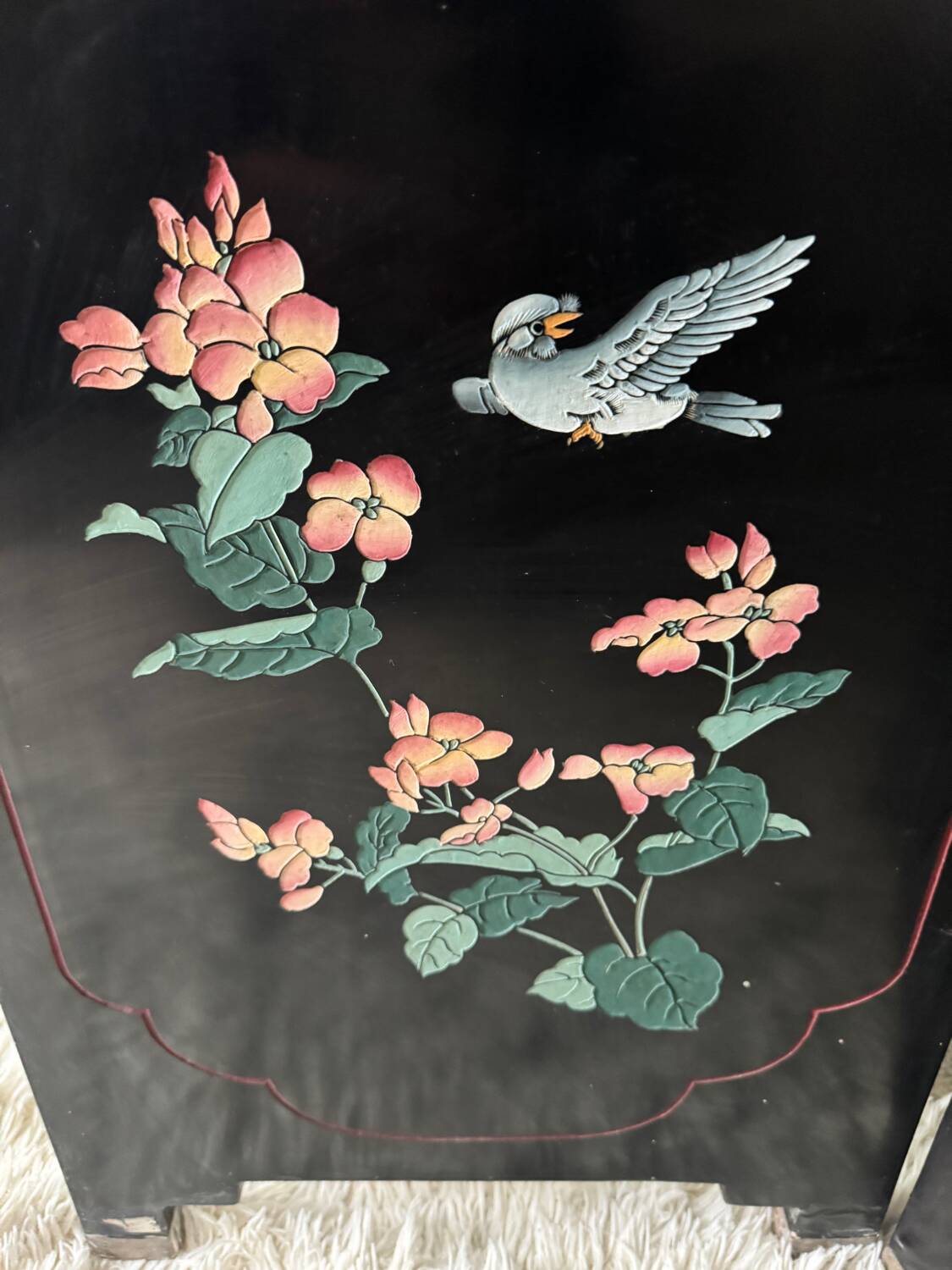 Antique Chinese lacquer screen