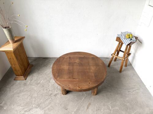Round brutalist coffee table from the 1950s.