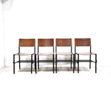 Ensemble de 4 chaises industrielles, Pays-Bas années 1970