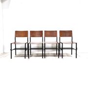 Ensemble de 4 chaises industrielles, Pays-Bas années 1970