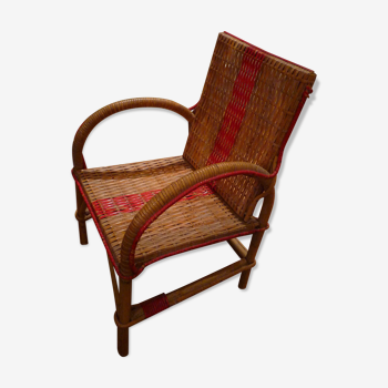 Small children's rattan armchair, vintage 60s