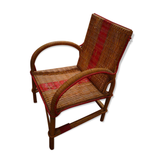 Small children's rattan armchair, vintage 60s