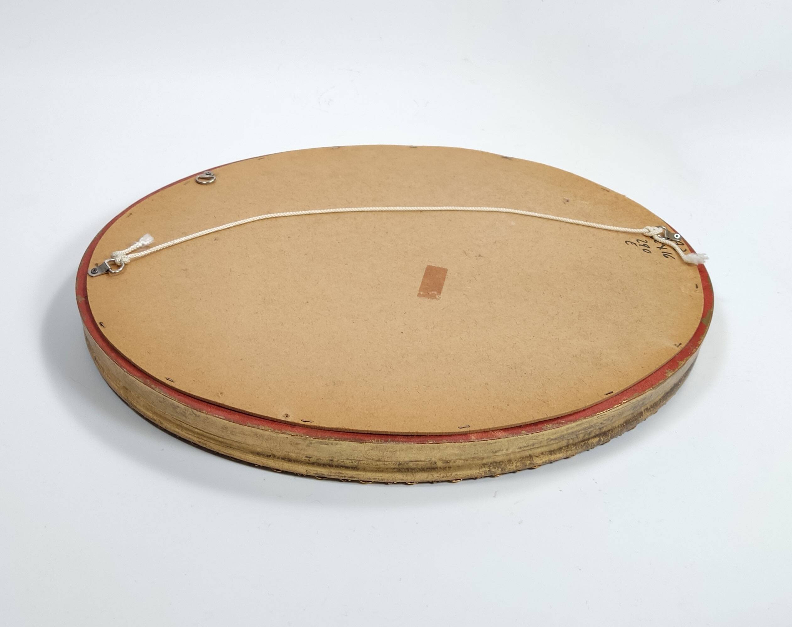 Vintage Wall Hanging Oval Bevelled Mirror with Distressed Gilt Frame