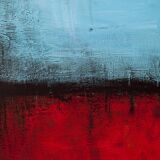 Blue and Red original minimalist abstract modern painting, stretched canvas
